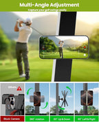 Black Magnetic Golf Cart Phone Holder, Golf Accessories Gifts for Men Dad Husband Unique, Birthday Golf Gifts for Men Him Boyfriend, 360° Rotation Phone Mount for Golf Cart, Golfers Must Haves Gadgets