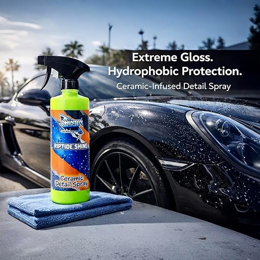 Winter White Riptide Shine Ceramic Detail Spray – Deep Shine & Ceramic Protection, Extreme Water Beading, Safe for Cars, Trucks, Motorcycles, RVs & More – Includes 2 Towels, 16 fl oz (Pack of 1)