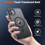 SUPFINE Magnetic for iPhone 11 Phone Case(Compatible with MagSafe)(Military Grade Drop Protection) Translucent Matte Shockproof Phone Cover,Black