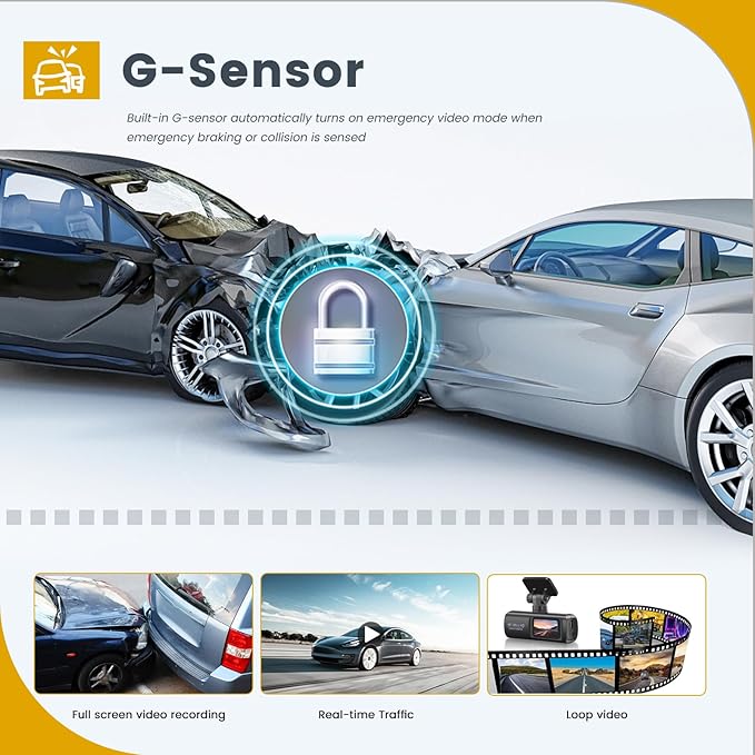 4K Dash Cam with WiFi, 4K Front+1080P Rear, Dual Camera, Gravity Sensing, Parking Monitoring, Loop Recording, Night Vision, Parking Mode