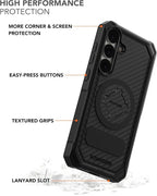 Rokform Rugged Case Compatible with Galaxy S25 Plus, Magnetic Cover with Twist Lock, Drop Tested Armor (Black) | Magnetic Cover, with Twist Lock, Drop Tested Armor