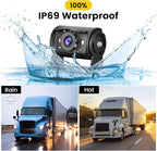 Hikity 7'' Backup Camera Monitor Kit, Dual RV Reverse Camera System for Trucks/SUV/Bus/Pickup, Plug & Play, 1080P HD, Night Vision, Wide Angle, IP69 Waterproof Rear View Camera, (49.2ft Video Cable)