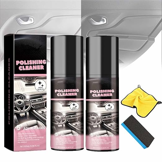 Silicona para Carro Interior Brillo Y Olor, Multipurpose Polishing Cleaner Car Interior Cleaner, Vehicle Interior Polish Interior Detailer Spray for Car, Rubber, Leather (2pcs)