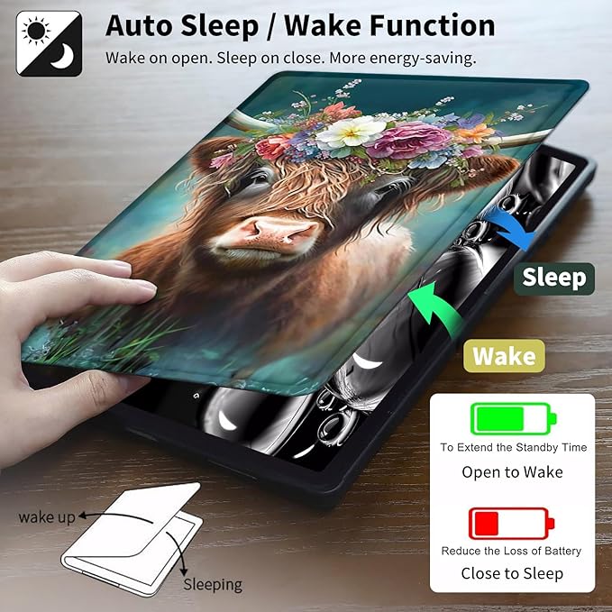 Case for 6" Kindle Paperwhite (10th Generation,2018 Release),360 Degree Rotating Swivel Leather Stand Folio Cover Auto Wake/Sleep for Amazon Kindle Paperwhite E-Reader,Cute Highland Cow