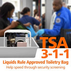 PACKISM Clear Toiletry Bag - 3 Pack TSA Approved Toiletry Bag Quart Size Bag, Travel Makeup Cosmetic Bag for Women, Carry on Airport Airline Compliant Bag, White