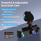 Dual Dash Cam Front and Inside, FHD 1080P Dashcam with 64GB Card, DashCamera for Cars with Night Vision, 24H Parking Monitor, Loop Recording, G-Sensor, WDR, 2.0" Screen for Taxi