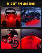 YM E-Bright Car Led Strip Lights for Golf Cart Underglow Motorcycles Marine Boat Kayak Interior Exterior 5050 Chipset 15SMD Waterproof IP67 12V,Red(Pack of 4)