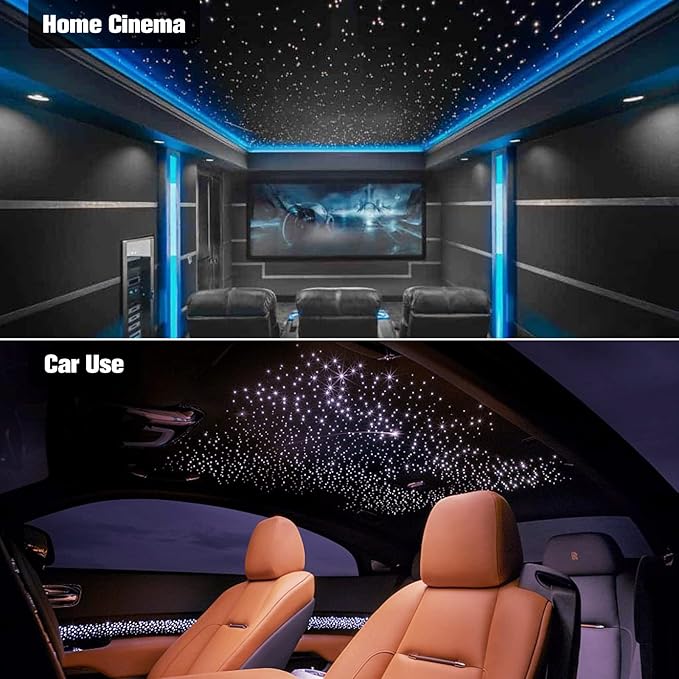 CHINLY Twinkle 650pcs 9.8ft 0.03in Starlight Headliner Fiber Optic Lights kit, Music Mode Bluetooth APP Control Remote, RGBW Star roof Lights for Star Headliner/Home Theater/Pool Ceiling
