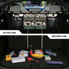 Aztec Tribal Car Trunk Organizer Brown Cow Spots Trunk Hanging Storage Bag Car Organization for SUVs Sedans