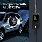 Megear Level 1&Level 2 EV Charger with Five adapters, 16A, 100-240V, 23FT, Portable Electric Vehicle Charger, Fast EV Home Charging Station