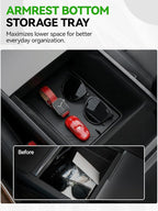 9PCS Center Console Organizer Tray for 2024 2025 2026 Tesla Model 3 Accessories, Armrest Hidden Storage Box Cup Holder Charger Pad for Tesla Model 3 Highland