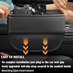 Car Seat Gap Filler 1 Pack Leather Seat Organizer Front Seat Car Accessories for Women Men, Car Essentials for SUV Truck, Adjustable Seat Gap Filler Organizer (Black，1 Pack)