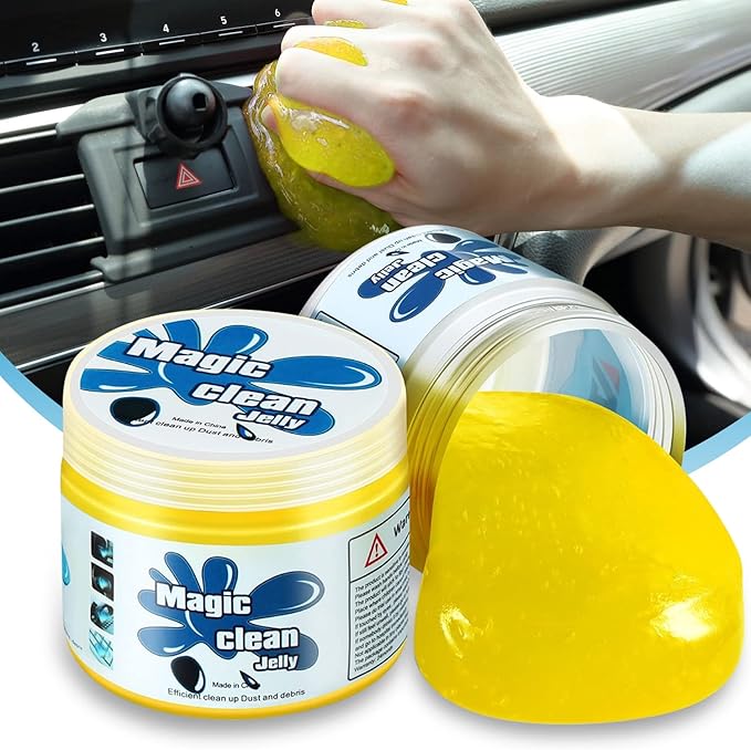 Auto Dynasty 2024 Universal Home/Office Keyboard/Interior Car Air Vent Auto Detailing Car Slime Cleaner Dust Cleaning Removal Gel Putty Jelly, Yellow