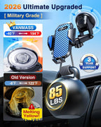 VANMASS Phone Holders for Your Car 2026 Ultimate Phone Mount Military-Grade Windshield Dashboard Vent【Newest Best Strongest】 Cell Phone Car Mount for iPhone 16 Pro Max 15 Samsung Android,Blue