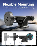 Qylastic Qi2.2 Certified 25W for MagSafe Car Charger & Holder with Air-Cooling Tech, Magnetic Wireless Charger Mount for iPhone 17/16/15/14/13/12, Fits Samsung Galaxy S25