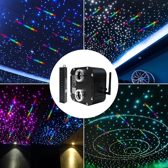 AZIMOM Updated Dual Color 50W Twinkle Fiber Optic Starlight Kits Mixed1330pcs 16.4ft Strands, RGB Meteor Shooting Star, Sound Activated APP/Remote Control Theater Ceiling Home Shop Lobby Roof Decor