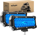 Nilight 6.5 inch LED Light Pod Blue Triple Row 2PCS 120W Flood Spot Combo Driving Fog Lights Fishing Hunting Emergency Safety Signal Deck Trailer Lighting for UTV Pick-up Van Boat Tractor
