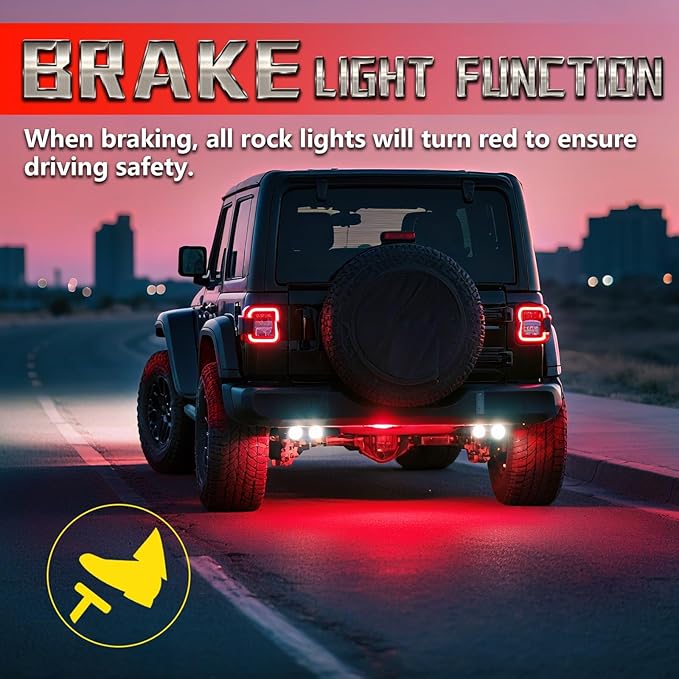 16 Pods RGBW LED Rock Lights for Trucks Offroad Pickup Trailer Sedan SUV Cars, Waterproof Multicolor Neon Underglow Kit with Bluetooth APP/RF Remote, Vehicle Accent Underbody Light Underneath 12V