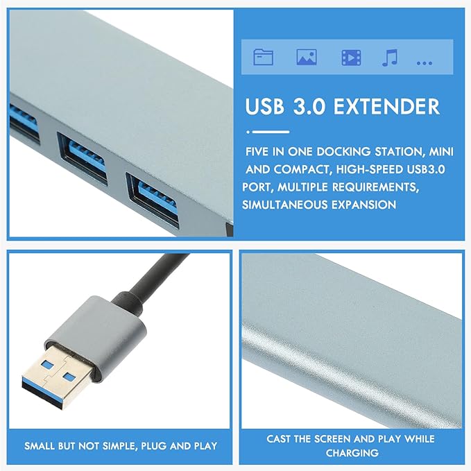 Holibanna USB Port Hub USB Expander for Laptop Computer with Heat Dissipation Lightweight Multi-Device Connection Keyboard Mouse