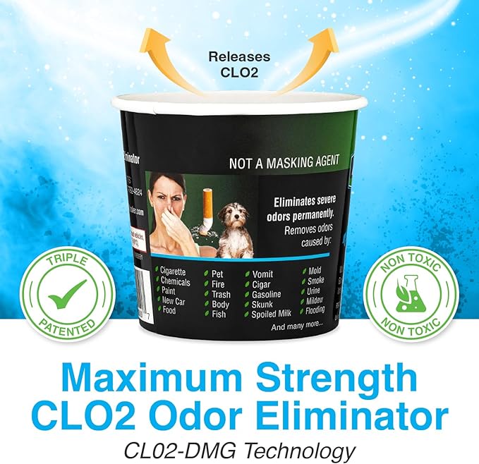 Biocide Systems Auto Shocker Strong Quick Release Car Odor Eliminator, Eco-Friendly Smell Remover for Tough Odors in Vehicle Interiors, Up to 250 Cubic Feet (4-Pack)