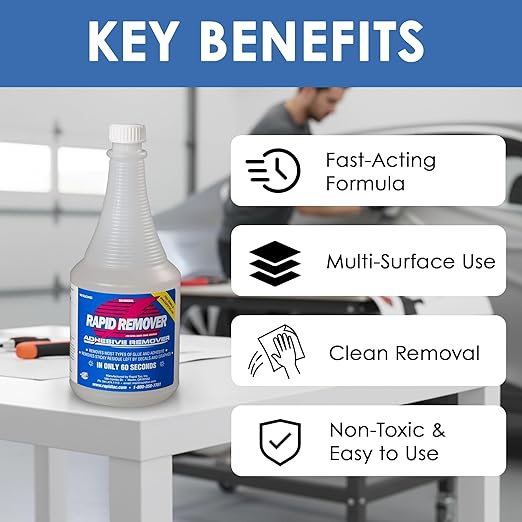 Rapid Remover Adhesive Remover 32 oz | Removes Most Adhesives in 30–60 Seconds | Safe Water-Soluble Formula | Cold Weather Ready | for Vinyl Wraps, Graphics, Decals, and Stripes