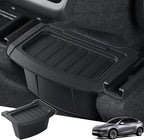 2026 Model Y Juniper Trash Can Back Seat Compatible with New Tesla Model Y Juniper Rear Center Console Floor Organizer Storage Box with Lid Garbage Can - TPE, Black