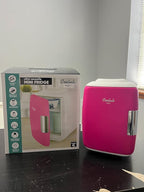 Cooluli Skincare Mini Fridge for Bedroom - Car, Office Desk & Dorm Room - Portable 4L/6 Can Electric Plug In Cooler & Warmer for Food, Drinks, Beauty & Makeup, 12v AC/DC & Exclusive USB, Fuchsia