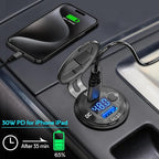 2 Pack High Voltage USB Outlet 12V 24V 36V 48V 60V Aluminum Car Charger Socket, PD 30W USB C and QC 36W Car USB Port Waterproof Cigarette Lighter Power Adapter DIY Kit with Switch for Ship Truck, etc.