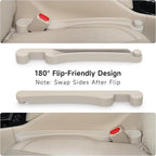 Givifive Car Seat Gap Filler Set of 2, 3IN1 Seat Side Gap Filler Plug with Storage Slot & Hook Function, Soft Foam Universal Fit Car SUV Truck Fill Gap Between Seats Console Organizer（Narrow Ivory）