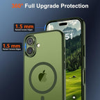 SUPFINE Magnetic for iPhone 17 Case (Compatible with MagSafe)(Military Grade Drop Protection) Translucent Matte Shockproof with Anti-Fingerprint Phone Cover,Cangling Green