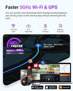 Vantrue S1 Pro Max AI Dash Cam 4K+4K w/ADAS & BSD, Dual STARVIS 2 Dash cam Front and Rear, 2 Channel HDR Dashcam, PlatePix Night Vision, 5G WiFi, Voice Control, GPS, 24H Buffered Parking Mode, 1TB Max