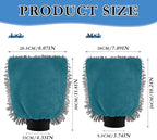 Qilmy Navy Blue Microfiber Chenille Car Wash Sponge Scratch Free Car Wash Mitt Absorbent Mitt Sponge for Trucks SUVs Car Washing Home Cleaning, Large