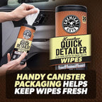Chemical Guys Leather Cleaning Quick Detailer Wipes (Works on Natural, Synthetic, Pleather, Faux Leather and More) On The Go Car Care Accessory (30 Ct)