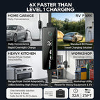 Level 2 EV Portable Charger for Tesla, 32A 240V ETL Certificated,NEMA 14-50,NACS Connector, 25FT Cable, Adjustable 16A-32A, LCD Display, Plug-and-Play Fast Charging Station for Home/Outdoor