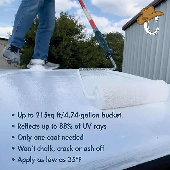100% Silicone Roof Coating for RVs, Campers & Flat Roofs - Waterproof Seal for Leaks, Cracks & Seams - Ponding Water Resistant - 4.75 Gallon Light Gray