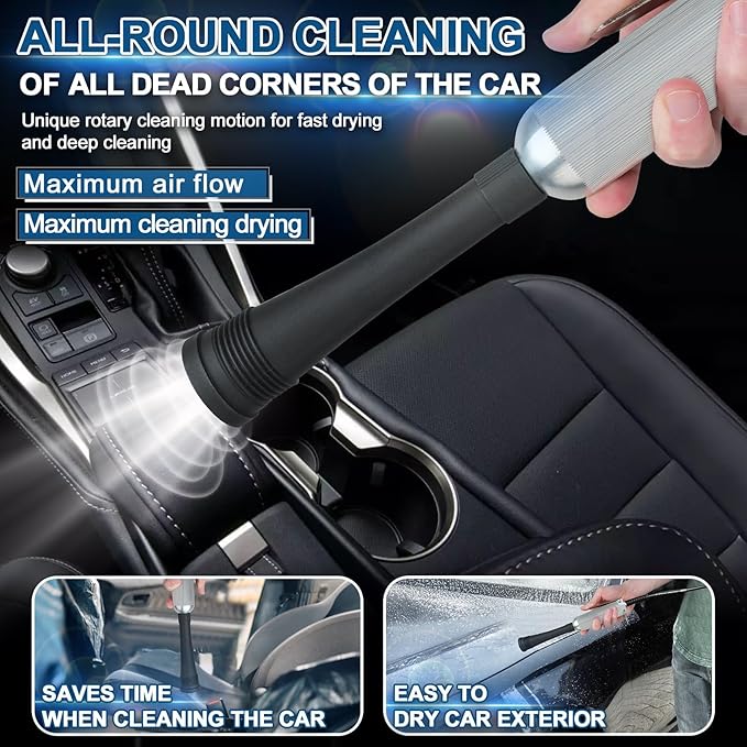 PARAROSE Car Detailing Cleaning Gun,Car Detailing Kit Interior Cleaner,High Pressure Blower Gun,Car Detailing Tools for Car Quickly Blasts Dirt and Dust Works with Air (Silver)