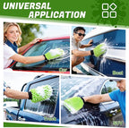 JUSTTOP Premium Microfiber Car Wash Mitts, 2 Pack Scratch-Free Wash Mitts, Ultra-Soft Microfiber Gloves for Cars, Trucks, SUVs, Motorcycles (Green)