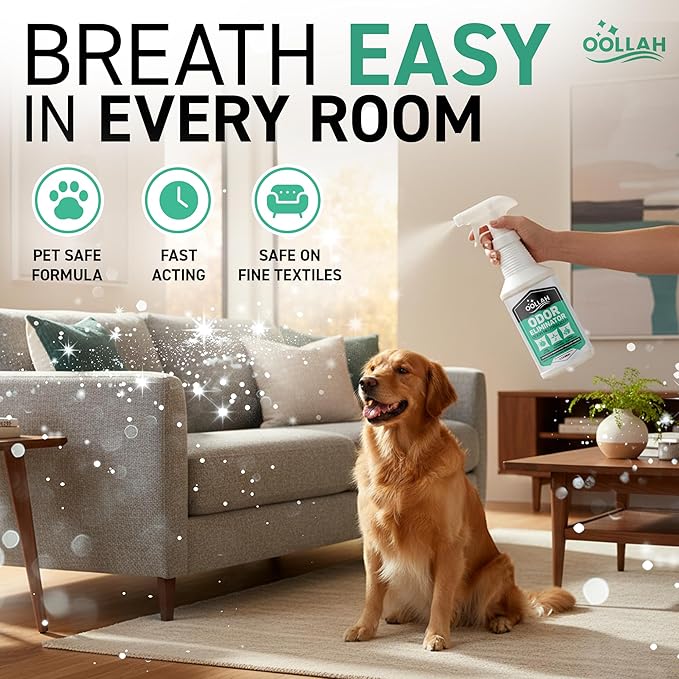 Pet Odor Eliminator for Home, Odor Eliminator Spray 32 oz, Fresh Scent Odor Neutralizer for Fabric, Carpet, Upholstery, Furniture, Bathroom & Car