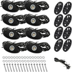 SUNPIE 8 Pods Quick Connect Blue Rock Lights, 4M Extension Wires Each Light, 3 High Power Chips, Rubber Mounting Pads, IP67 Waterproof Rock Lights Fits for Trucks Trailer Cars SUV ATV UTV Boats
