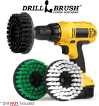 Drillbrush 3 Brush Kit - Drill Brush Cleaning Supplies - White Soft for Leather, Glass, Carpet - Green Medium for Kitchen, Bathroom, Tub, Sinks, Flooring - Black Ultra Stiff for Garage Floors, Stone