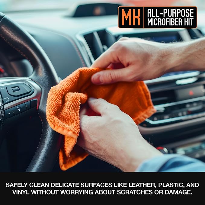 Suds Lab Premium Microfiber Towels for Car Detailing, Cleaning, Washing, Polishing - 16"x16" Ultra-Soft, Edgeless, Scratch-Free Cloth, Dual-Weave, Pack of 12