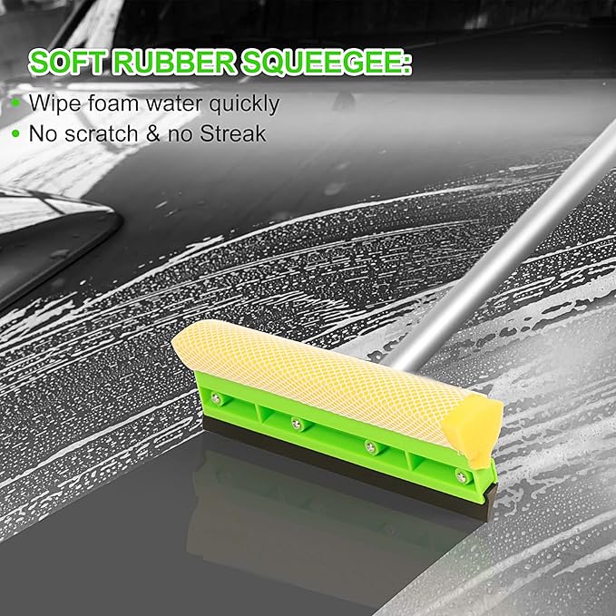 Wontolf Car Wash Kit, Car Cleaning Kit with Long Handle Car Wash Brush, Car Wash Soap, Interior Cleaner, Wheel Cleaner, Window Squeegee, Car Interior Detailing Kit for Cars Trucks RVs SUVs