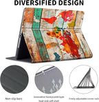 for Kindle 10th Generation Case 2019 Released 6",PU Leather Cute Slim Folio Adjustable Stand Smart Cover with Auto Wake/Sleep Case for 6 Inch Kindle 10th Gen 2019,Wood World Map