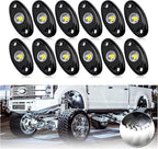 OPP ULITE White LED Rock Lights Kit, 12 Pods Underglow for Jeep Offroad Truck Car ATV SUV Boat Motorcycle Vehicle Under Body Glow Lamp Trail Fender Lighting (12pods Rock W)