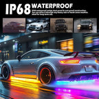 Underglow Light Kits 2-Rows,Neon Accent Strip Lights, 6PCS RGB LED Under Glow Light Kit for Car,Waterproof Exterior Car Light Strips for Van SUV Truck,with APP & RF Remote Control,DC 12V