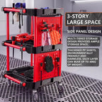 Auto Detailing Cart with Wheels, 3 Tier Rolling Detail Cart with Long Hanging Plate & Hooks & Brush & Towel and Gloves, for Detailers Garage, Workshop, Repair Shop, Storage Tool