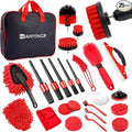 25Pcs Car Detailing Kit with Drill Brushes, Car Cleaning Kit for Interior Exterior, Wheel & Tire Brushes, Polishing Pads for Waxing, Auto Detailing Tools – Gift for Men Dad (25PCS)