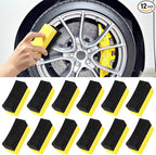 Frienda 12 Pieces Tire Applicator Pads car Wax tire Dressing Shine Color Polishing Sponge Wax Buffing Applicator Pads Cleaning Sponges for Car Glass, Painted Steel, Porcelain and More(Yellow)