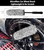 YeewayVeh 5PCS Pro Wheel Detailing Kit | 360° Bendable Rim Cleaner Brush, Premium Boar Hair Brush & Tire Shine Applicator | Microfiber Scratch-Free Wheel and Tire Brush Set for Cleaning Wheels,Tires