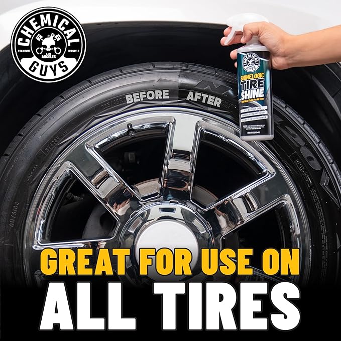 Chemical Guys ShineLogic Tire Shine 3-Pack, Deep Wet Black Shine, Safe for Cars, Trucks, Motorcycles, RVs & More, (3-20 fl oz) - TVD1202003